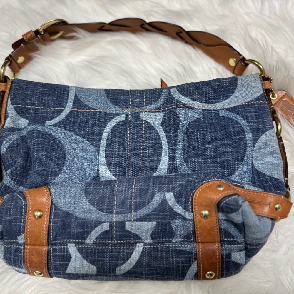 Coach Denim and Tan Shoulder Bag